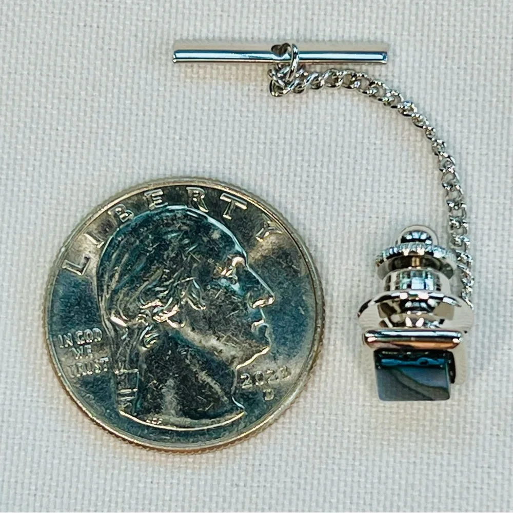 Tie Tack New Zealand Paua Shell Rhodium Plated IOB VTG Like New💥SALE💥‎
